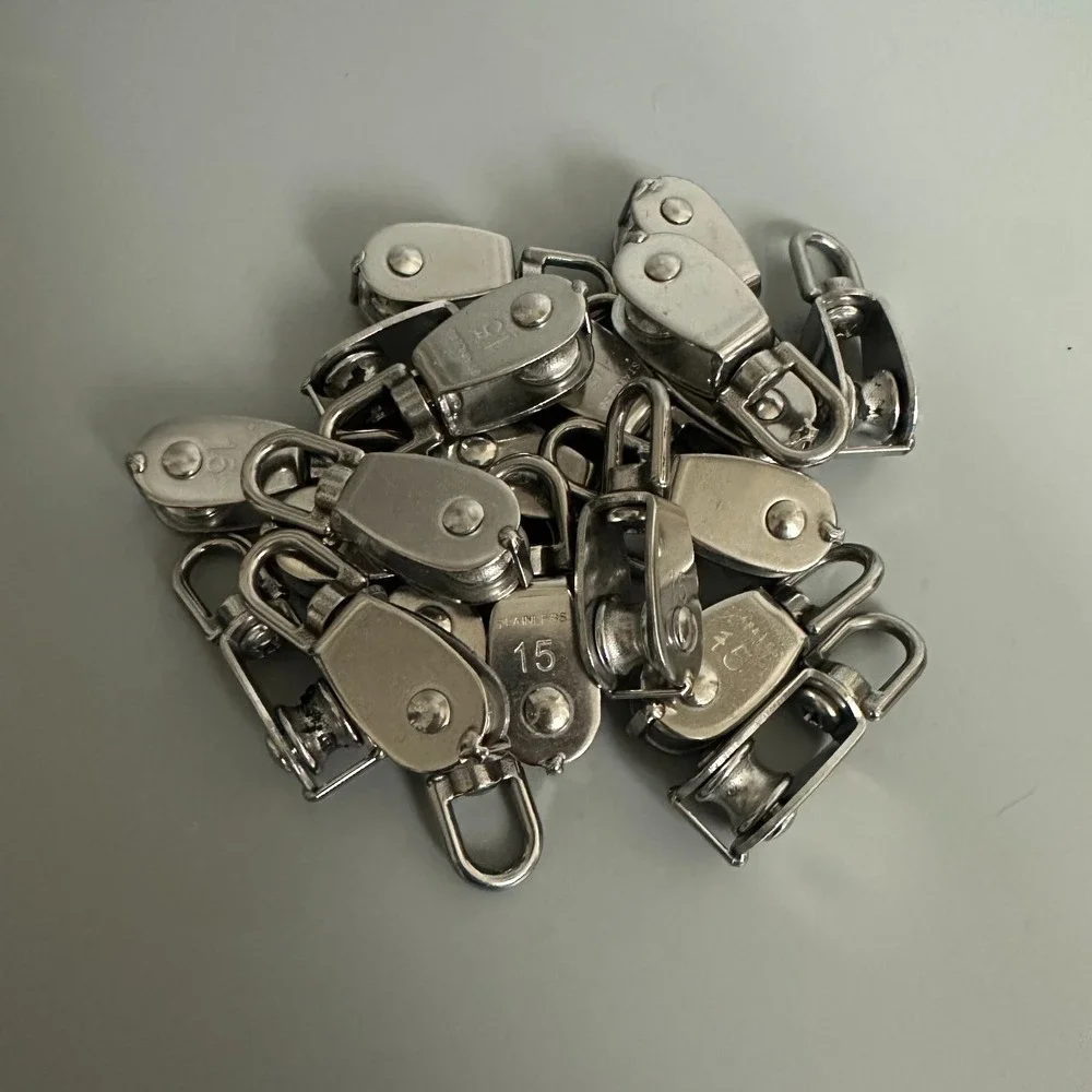 Lot of Stainless Steel M15 Single Pulley Block Swivel Eye Rigging Lifting Wheel